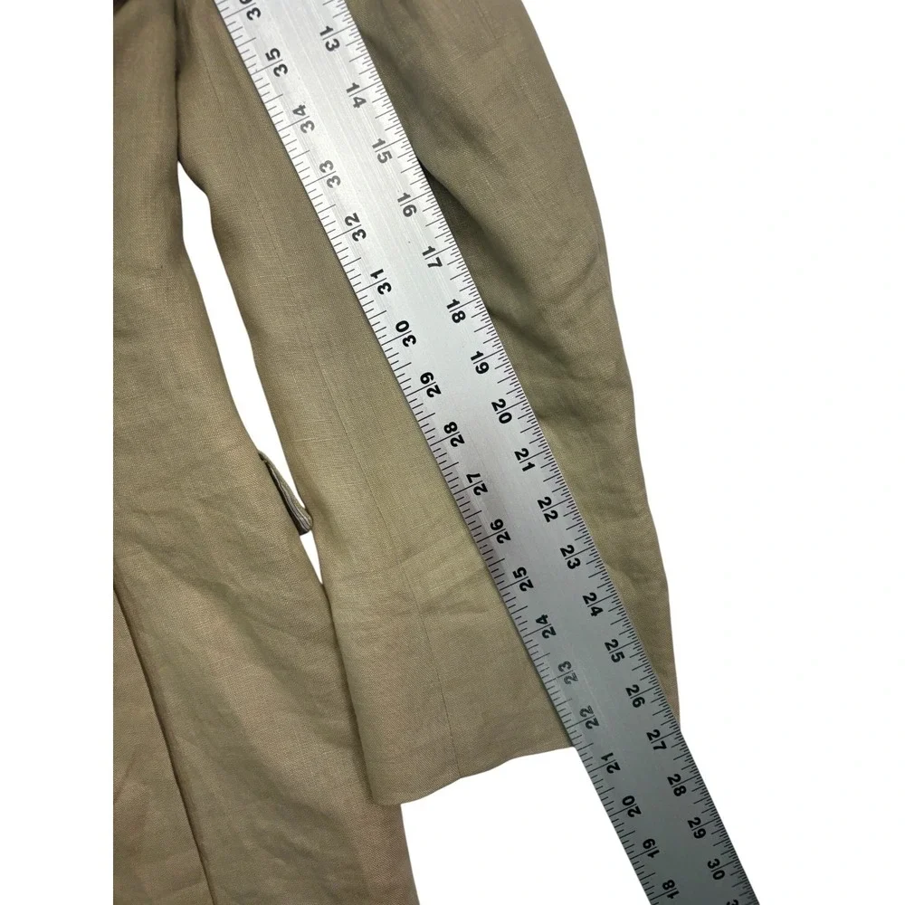 Calvin Klein 42L 34x36 Tan 2pc Pant Suit 100% Linen Lightweight Flat Front Mens